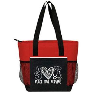 NEW Peace Love Nursing Insulated Red Black Tote